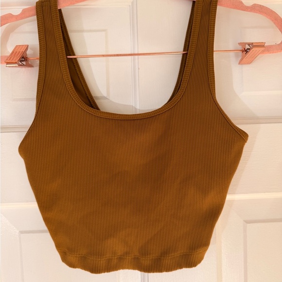 aerie Tops - Aerie Ribbed Brown Gym Sports Top
